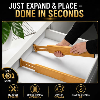 Adjustable Bamboo Drawer Dividers Expandable 8 Pack 17-22 Organizer