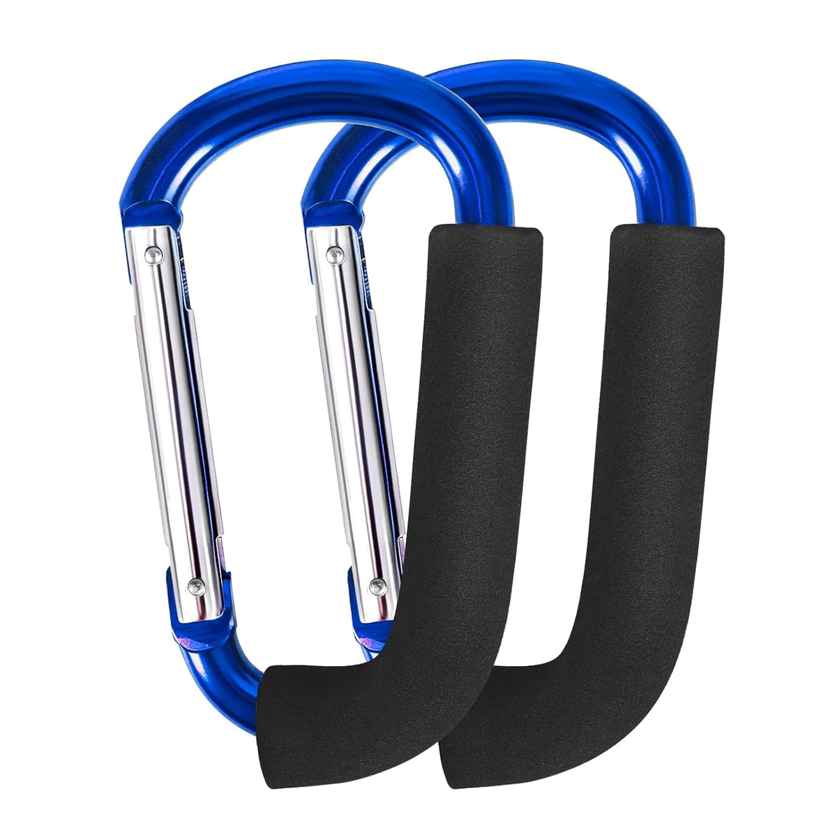 Stroller Hooks 4 Pack, 6.3" Black Baby Stroller Clips for Baby Diaper Bag, Grocery, Purse, Hanging Bags, Mommy Hook Backpack Accessories for Outdoor, Camping and Hiking, Large Carabiner Clip