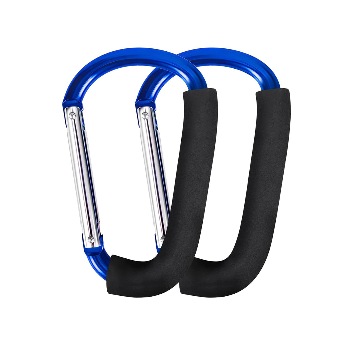 Stroller Hooks 4 Pack, 6.3" Black Baby Stroller Clips for Baby Diaper Bag, Grocery, Purse, Hanging Bags, Mommy Hook Backpack Accessories for Outdoor, Camping and Hiking, Large Carabiner Clip