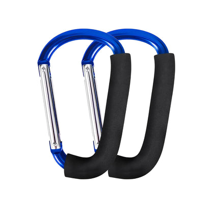 Stroller Hooks 4 Pack, 6.3" Black Baby Stroller Clips for Baby Diaper Bag, Grocery, Purse, Hanging Bags, Mommy Hook Backpack Accessories for Outdoor, Camping and Hiking, Large Carabiner Clip