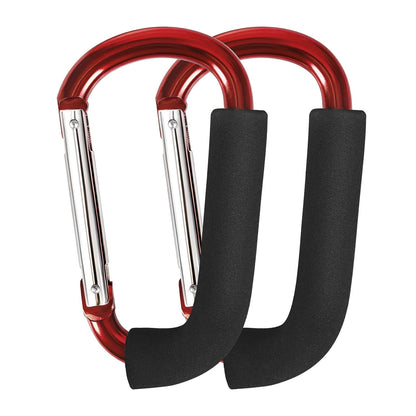 Stroller Hooks 4 Pack, 6.3" Black Baby Stroller Clips for Baby Diaper Bag, Grocery, Purse, Hanging Bags, Mommy Hook Backpack Accessories for Outdoor, Camping and Hiking, Large Carabiner Clip