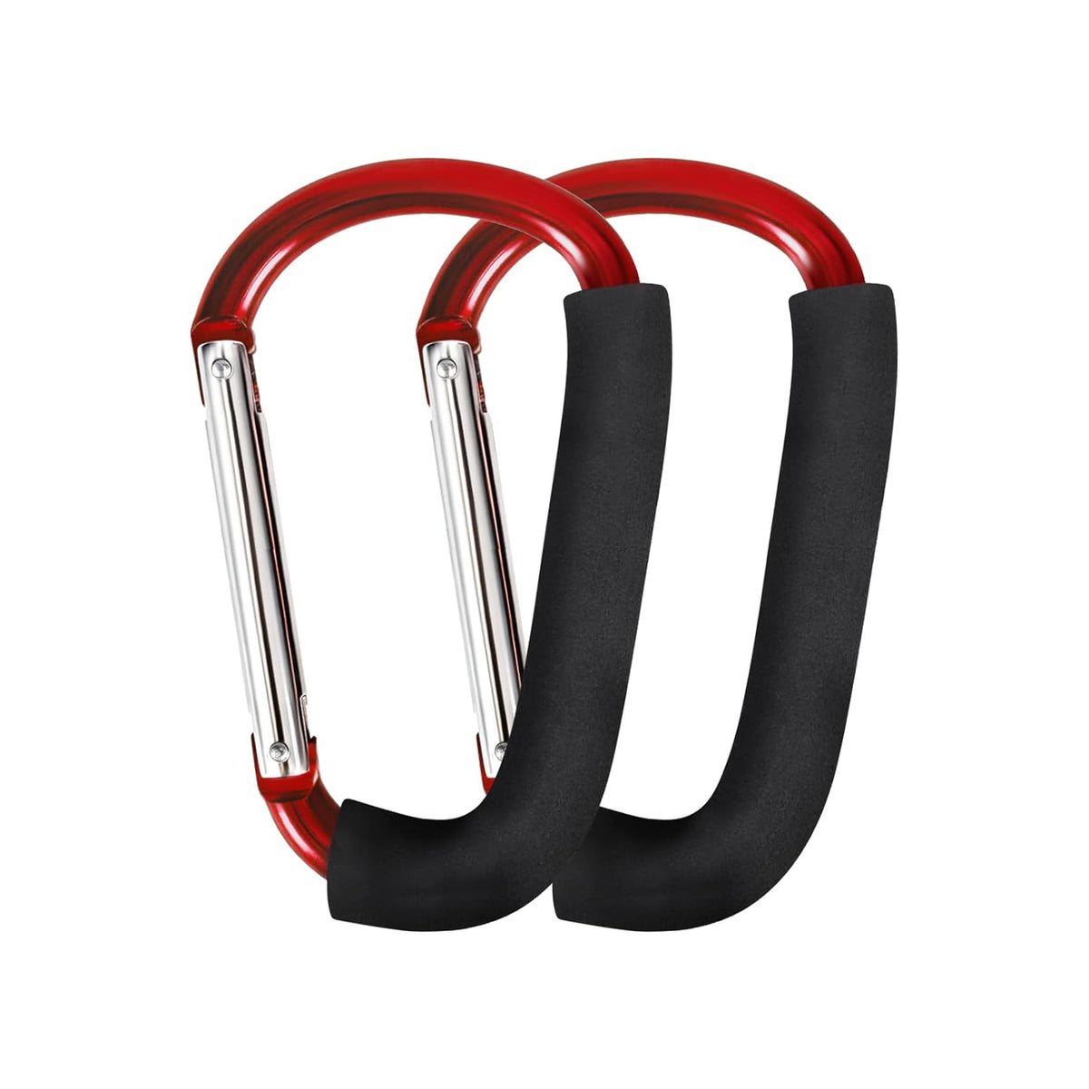 Stroller Hooks 4 Pack, 6.3" Black Baby Stroller Clips for Baby Diaper Bag, Grocery, Purse, Hanging Bags, Mommy Hook Backpack Accessories for Outdoor, Camping and Hiking, Large Carabiner Clip