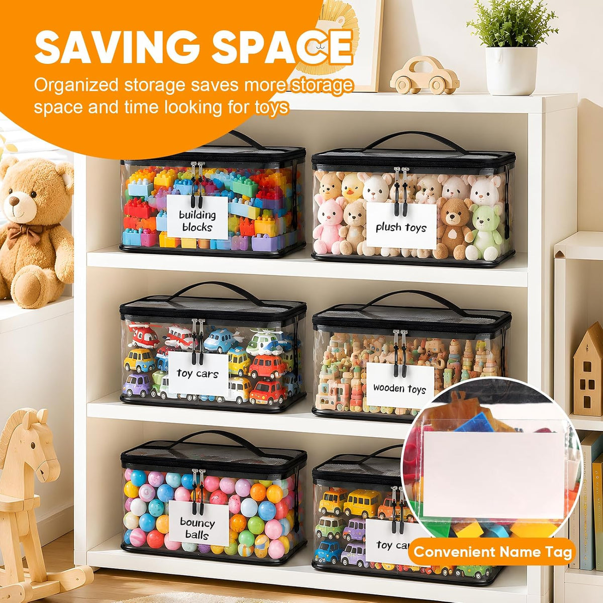 10 Packs Clear Toy Storage Bags with Zippers,Toy Organizers and Storage