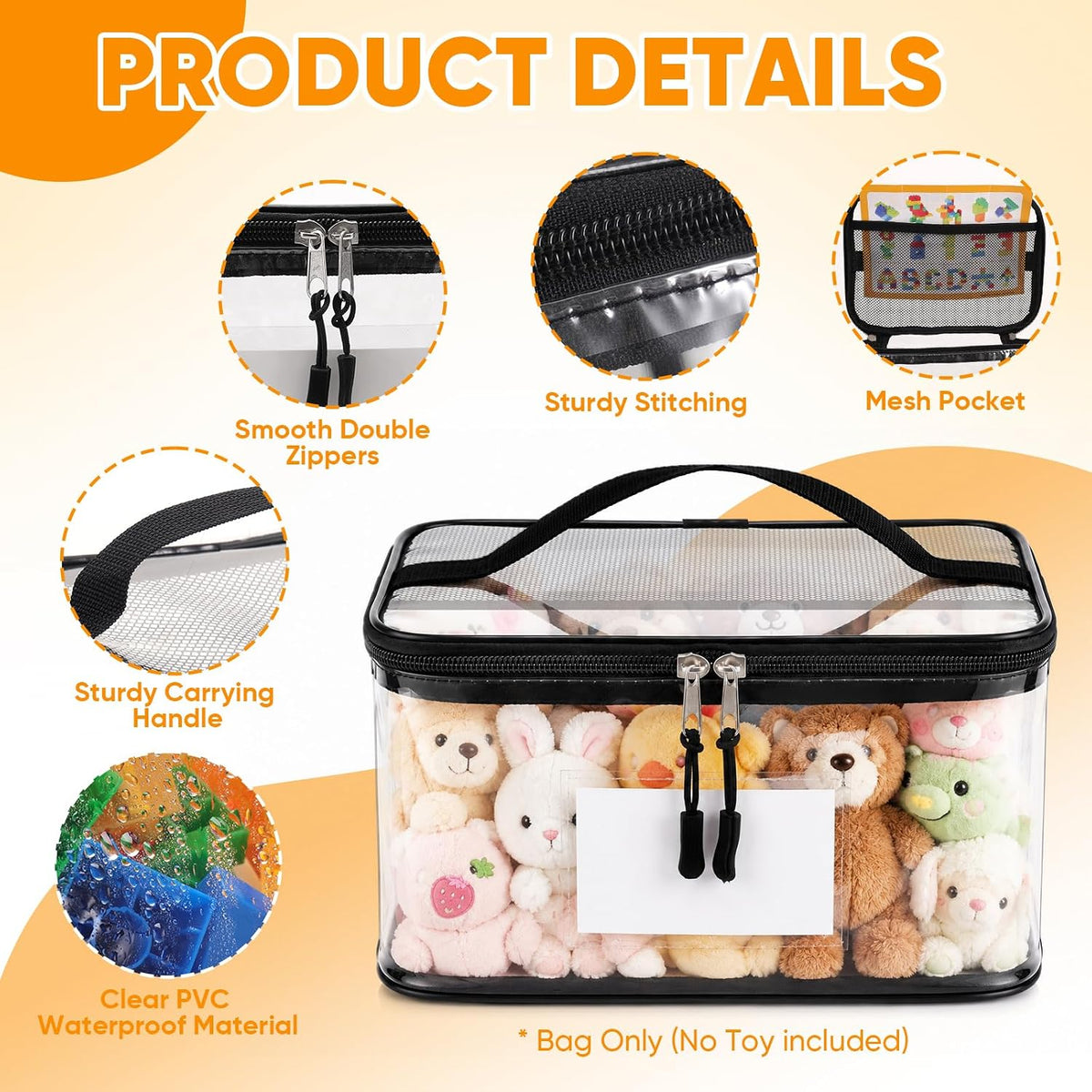 10 Packs Clear Toy Storage Bags with Zippers,Toy Organizers and Storage