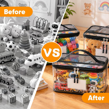 10 Packs Clear Toy Storage Bags with Zippers,Toy Organizers and Storage