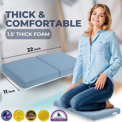 Bath Kneeler and Elbow Rest Pad (Blue) and Teddy Diaper Caddy with Changing Pad (Green) Bundle