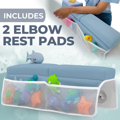 Bath Kneeler and Elbow Rest Pad (Blue) and Teddy Diaper Caddy with Changing Pad (Green) Bundle