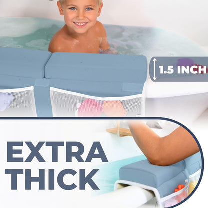Bath Kneeler and Elbow Rest Pad (Blue) and Teddy Diaper Caddy with Changing Pad (Green) Bundle