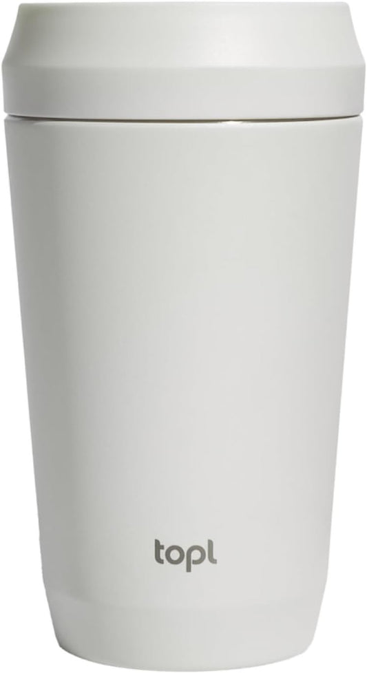 To Go Coffee Cup – Insulated Travel Coffee Mug with 360° Leak‑Safe Lid, Stainless Steel Coffee Tumbler for Hot/Cold, Spill‑Resistant, BPA‑Free - Salt, 12oz