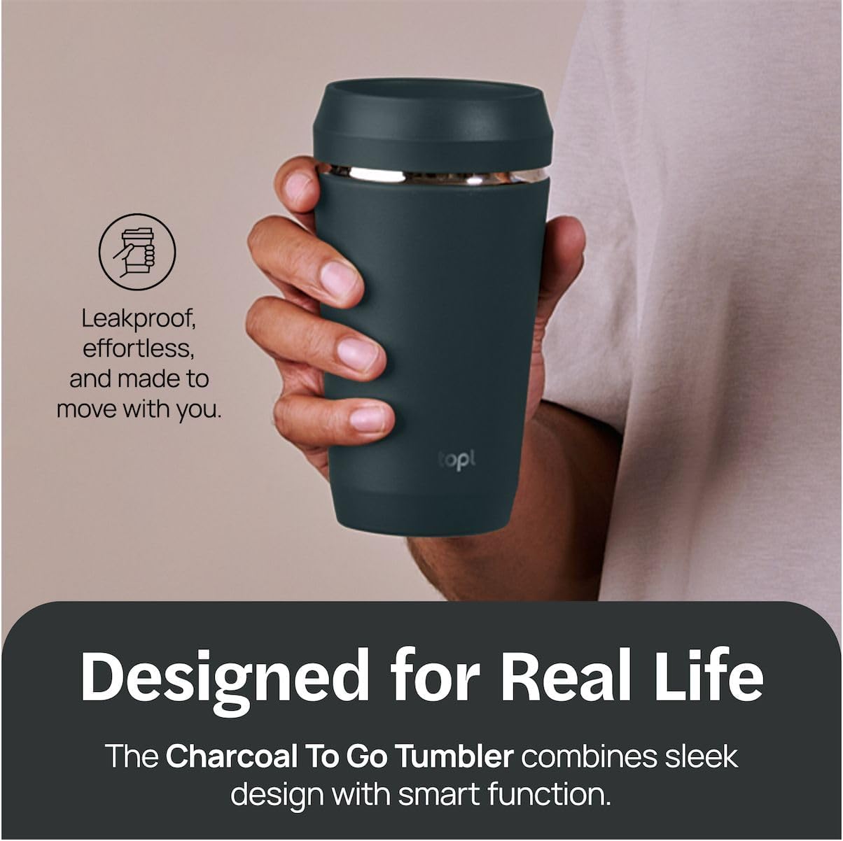 To Go Coffee Cup – Insulated Travel Coffee Mug with 360° Leak‑Safe Lid, Stainless Steel Coffee Tumbler for Hot/Cold, Spill‑Resistant, BPA‑Free - Salt, 12oz