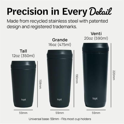 To Go Coffee Cup – Insulated Travel Coffee Mug with 360° Leak‑Safe Lid, Stainless Steel Coffee Tumbler for Hot/Cold, Spill‑Resistant, BPA‑Free - Salt, 12oz