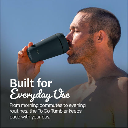 To Go Coffee Cup – Insulated Travel Coffee Mug with 360° Leak‑Safe Lid, Stainless Steel Coffee Tumbler for Hot/Cold, Spill‑Resistant, BPA‑Free - Salt, 12oz