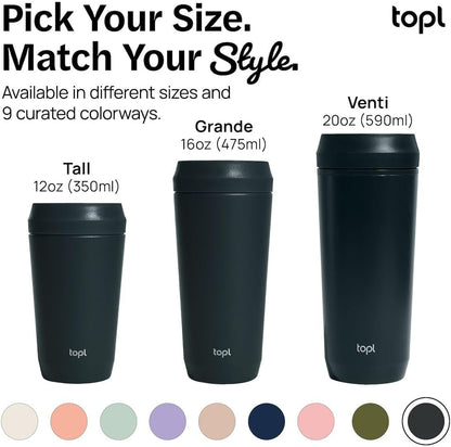 To Go Coffee Cup – Insulated Travel Coffee Mug with 360° Leak‑Safe Lid, Stainless Steel Coffee Tumbler for Hot/Cold, Spill‑Resistant, BPA‑Free - Salt, 12oz