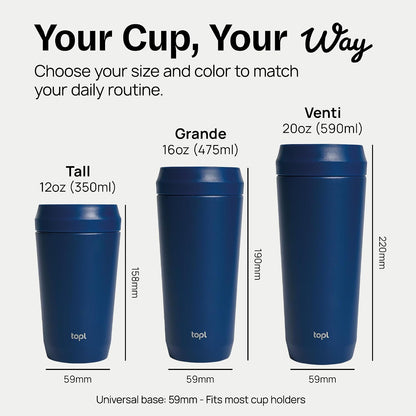 To Go Coffee Cup – Insulated Travel Coffee Mug with 360° Leak‑Safe Lid, Stainless Steel Coffee Tumbler for Hot/Cold, Spill‑Resistant, BPA‑Free - Salt, 12oz