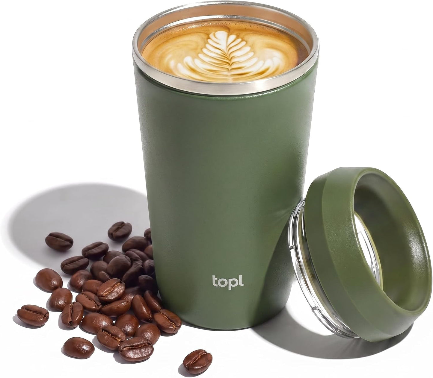 To Go Coffee Cup – Insulated Travel Coffee Mug with 360° Leak‑Safe Lid, Stainless Steel Coffee Tumbler for Hot/Cold, Spill‑Resistant, BPA‑Free - Salt, 12oz