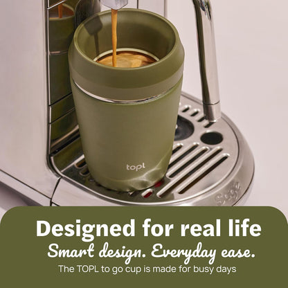 To Go Coffee Cup – Insulated Travel Coffee Mug with 360° Leak‑Safe Lid, Stainless Steel Coffee Tumbler for Hot/Cold, Spill‑Resistant, BPA‑Free - Salt, 12oz