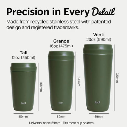 To Go Coffee Cup – Insulated Travel Coffee Mug with 360° Leak‑Safe Lid, Stainless Steel Coffee Tumbler for Hot/Cold, Spill‑Resistant, BPA‑Free - Salt, 12oz
