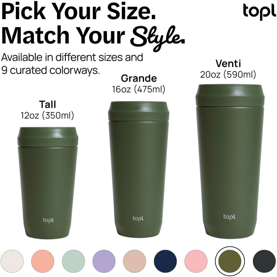 To Go Coffee Cup – Insulated Travel Coffee Mug with 360° Leak‑Safe Lid, Stainless Steel Coffee Tumbler for Hot/Cold, Spill‑Resistant, BPA‑Free - Salt, 12oz