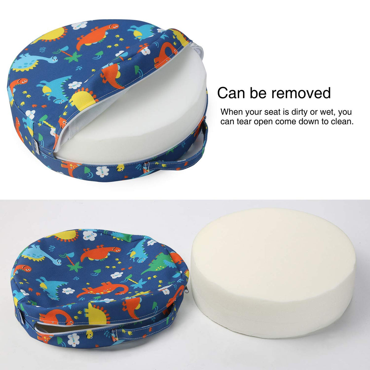 Kids' Anti-Slip Chair Seat Cushion - High Chair Dining Seat Pad Dismountable Round Booster Seat Cushion (Gray)