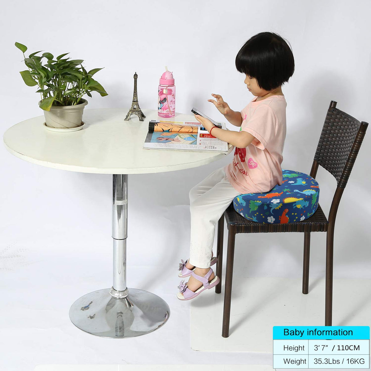 Kids' Anti-Slip Chair Seat Cushion - High Chair Dining Seat Pad Dismountable Round Booster Seat Cushion (Gray)