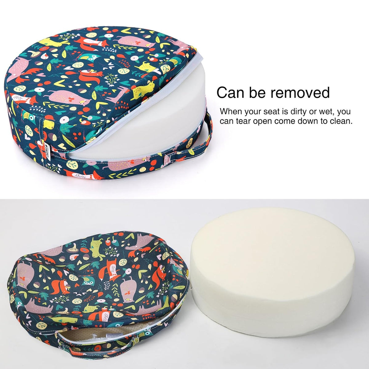 Kids' Anti-Slip Chair Seat Cushion - High Chair Dining Seat Pad Dismountable Round Booster Seat Cushion (Gray)
