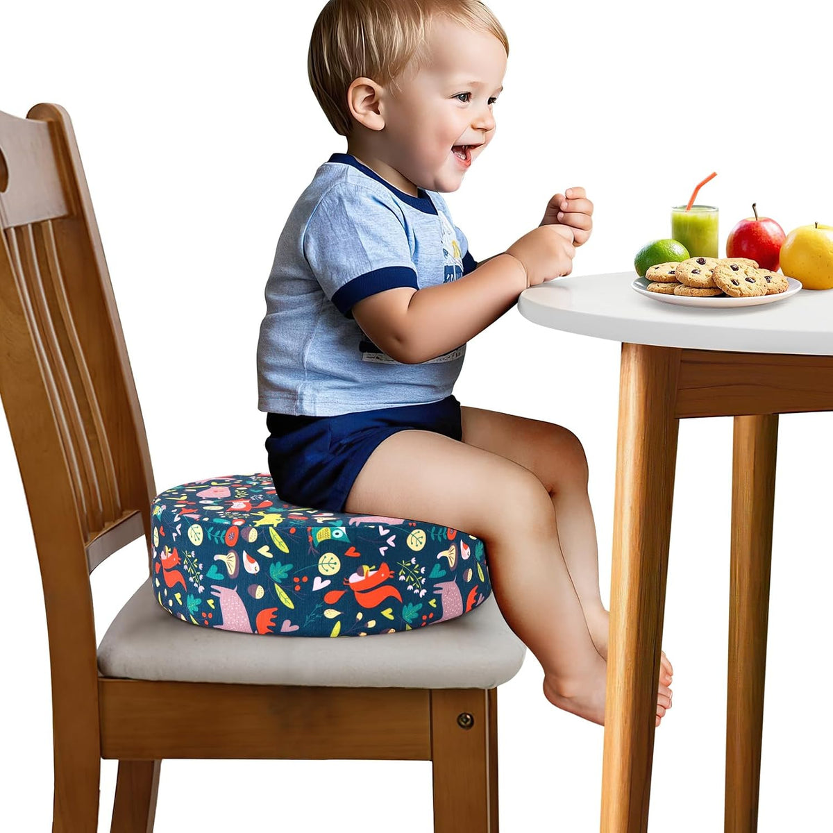 Kids' Anti-Slip Chair Seat Cushion - High Chair Dining Seat Pad Dismountable Round Booster Seat Cushion (Gray)