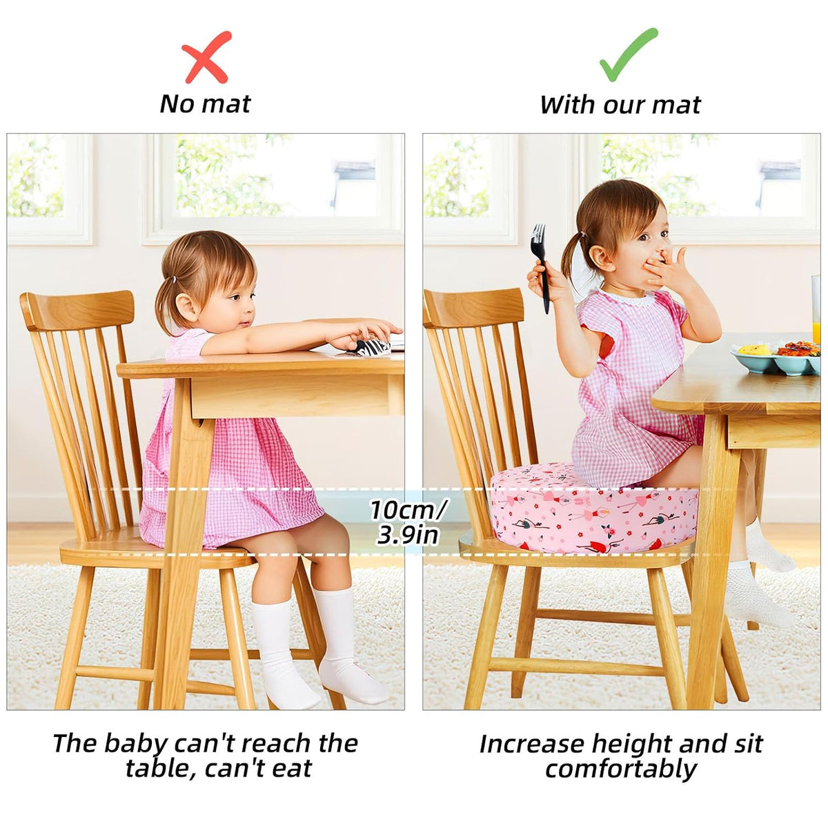 Kids' Anti-Slip Chair Seat Cushion - High Chair Dining Seat Pad Dismountable Round Booster Seat Cushion (Gray)