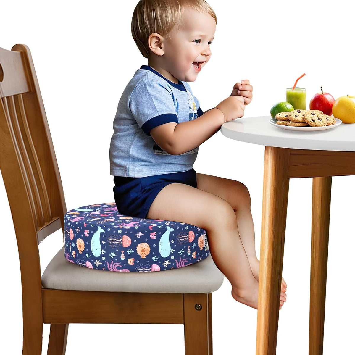 Kids' Anti-Slip Chair Seat Cushion - High Chair Dining Seat Pad Dismountable Round Booster Seat Cushion (Gray)