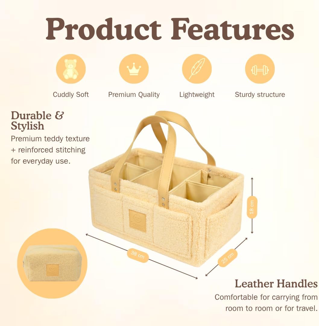 Baby Diaper Caddy Organizer with Handle & Toiletry Bag, Portable Nursery Storage Basket for Newborn Essentials, Baby Essentials,Portable Diaper Organizer, Baby Registry Must Have