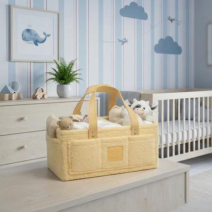 Baby Diaper Caddy Organizer with Handle & Toiletry Bag, Portable Nursery Storage Basket for Newborn Essentials, Baby Essentials,Portable Diaper Organizer, Baby Registry Must Have