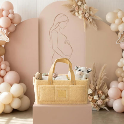 Baby Diaper Caddy Organizer with Handle & Toiletry Bag, Portable Nursery Storage Basket for Newborn Essentials, Baby Essentials,Portable Diaper Organizer, Baby Registry Must Have