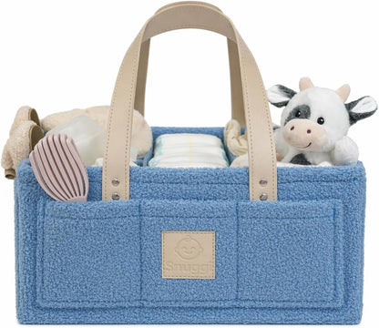 Baby Diaper Caddy Organizer with Handle & Toiletry Bag, Portable Nursery Storage Basket for Newborn Essentials, Baby Essentials,Portable Diaper Organizer, Baby Registry Must Have