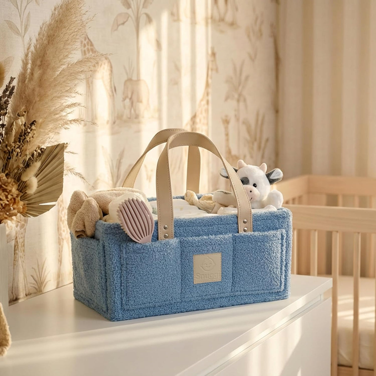 Baby Diaper Caddy Organizer with Handle & Toiletry Bag, Portable Nursery Storage Basket for Newborn Essentials, Baby Essentials,Portable Diaper Organizer, Baby Registry Must Have
