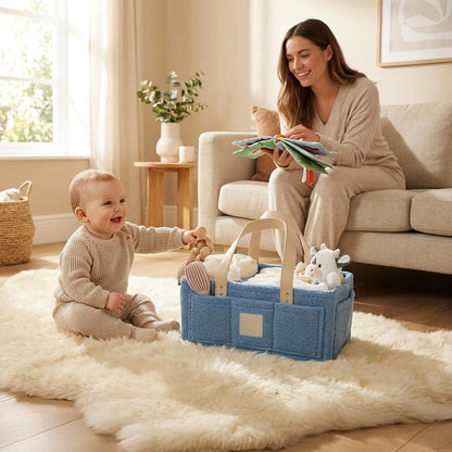 Baby Diaper Caddy Organizer with Handle & Toiletry Bag, Portable Nursery Storage Basket for Newborn Essentials, Baby Essentials,Portable Diaper Organizer, Baby Registry Must Have