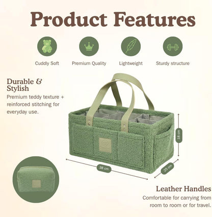 Baby Diaper Caddy Organizer with Handle & Toiletry Bag, Portable Nursery Storage Basket for Newborn Essentials, Baby Essentials,Portable Diaper Organizer, Baby Registry Must Have