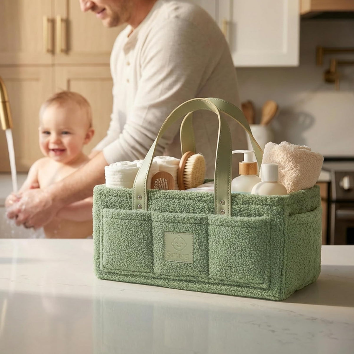 Baby Diaper Caddy Organizer with Handle & Toiletry Bag, Portable Nursery Storage Basket for Newborn Essentials, Baby Essentials,Portable Diaper Organizer, Baby Registry Must Have