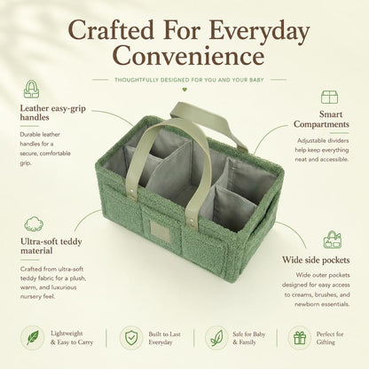 Baby Diaper Caddy Organizer with Handle & Toiletry Bag, Portable Nursery Storage Basket for Newborn Essentials, Baby Essentials,Portable Diaper Organizer, Baby Registry Must Have