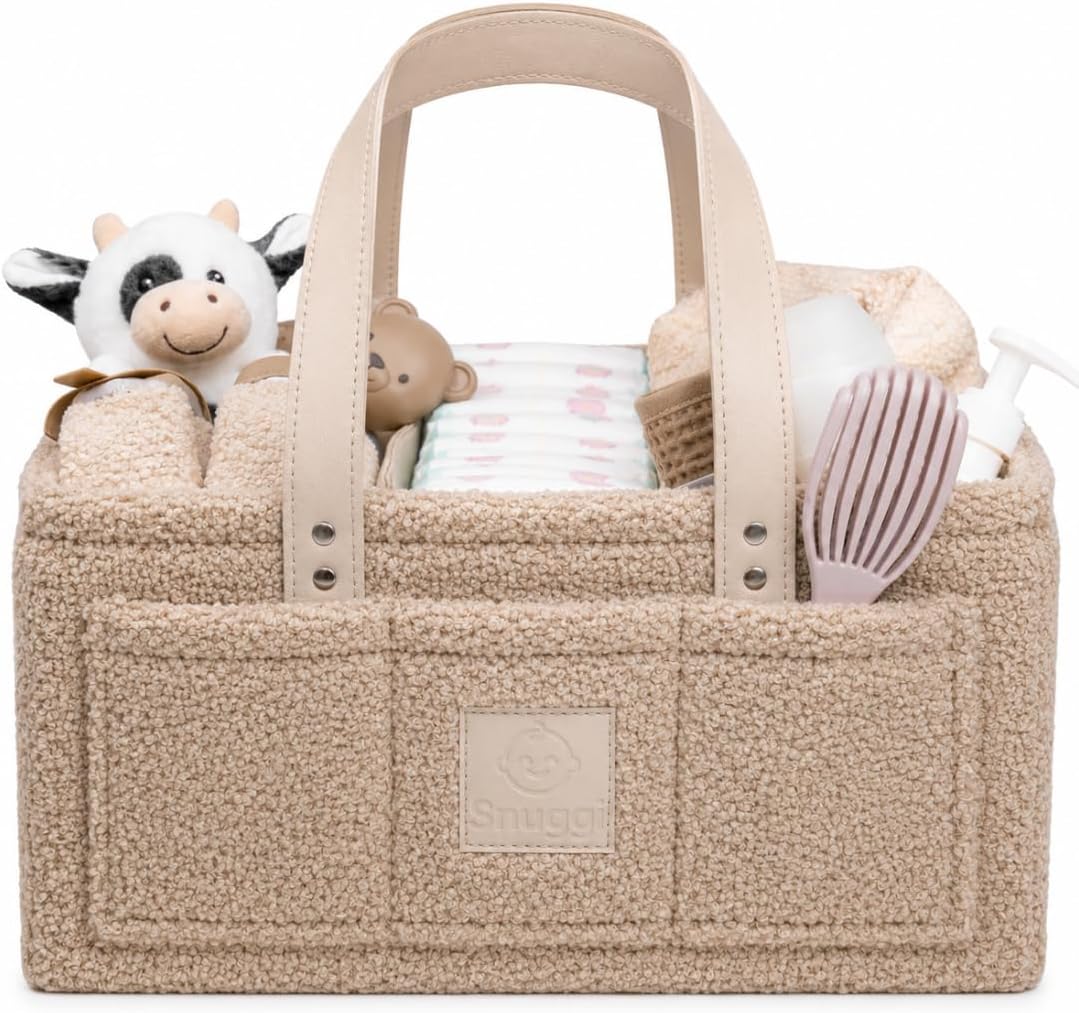 Baby Diaper Caddy Organizer with Handle & Toiletry Bag, Portable Nursery Storage Basket for Newborn Essentials, Baby Essentials,Portable Diaper Organizer, Baby Registry Must Have