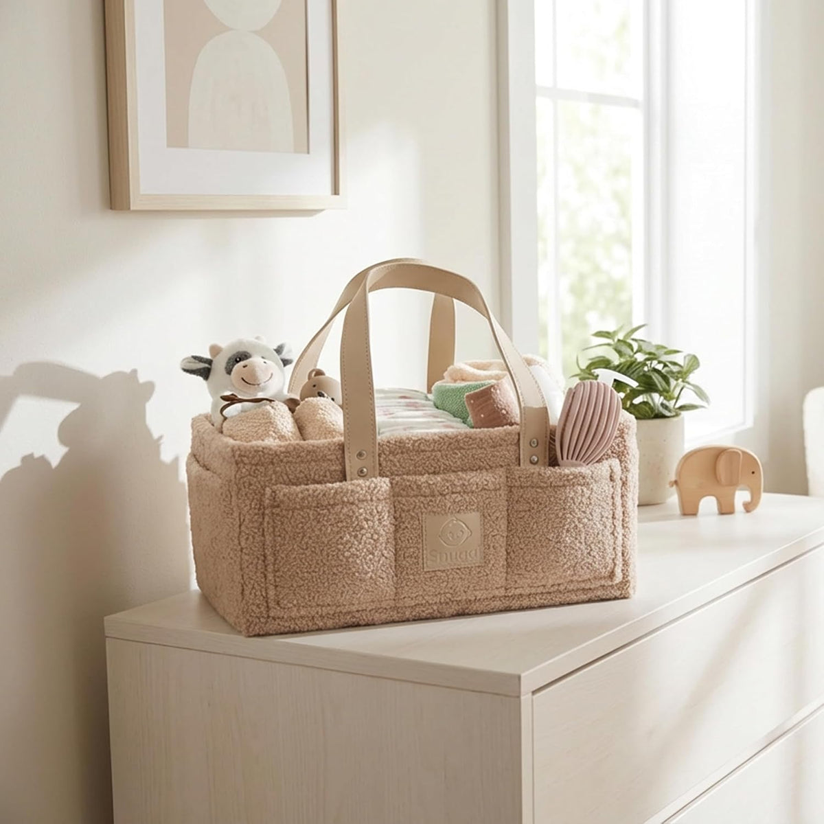 Baby Diaper Caddy Organizer with Handle & Toiletry Bag, Portable Nursery Storage Basket for Newborn Essentials, Baby Essentials,Portable Diaper Organizer, Baby Registry Must Have