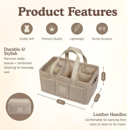 Baby Diaper Caddy Organizer with Handle & Toiletry Bag, Portable Nursery Storage Basket for Newborn Essentials, Baby Essentials,Portable Diaper Organizer, Baby Registry Must Have