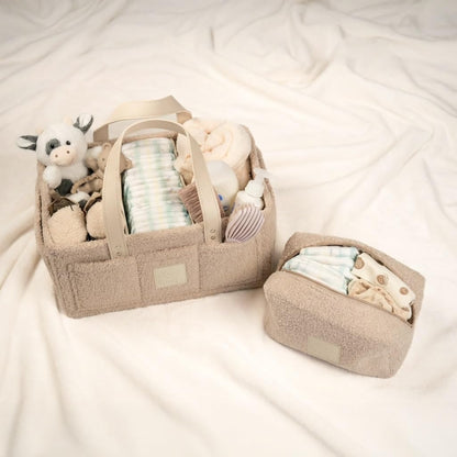 Baby Diaper Caddy Organizer with Handle & Toiletry Bag, Portable Nursery Storage Basket for Newborn Essentials, Baby Essentials,Portable Diaper Organizer, Baby Registry Must Have