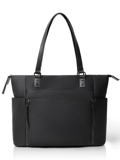 Neoprene Diaper Bag Tote, Diaper Bag Backpack pañaleras para bebe with Changing Station,14 Pockets Large Capacity Travel Diaper Bag for Mom, Convertible Diaper Tote, Black