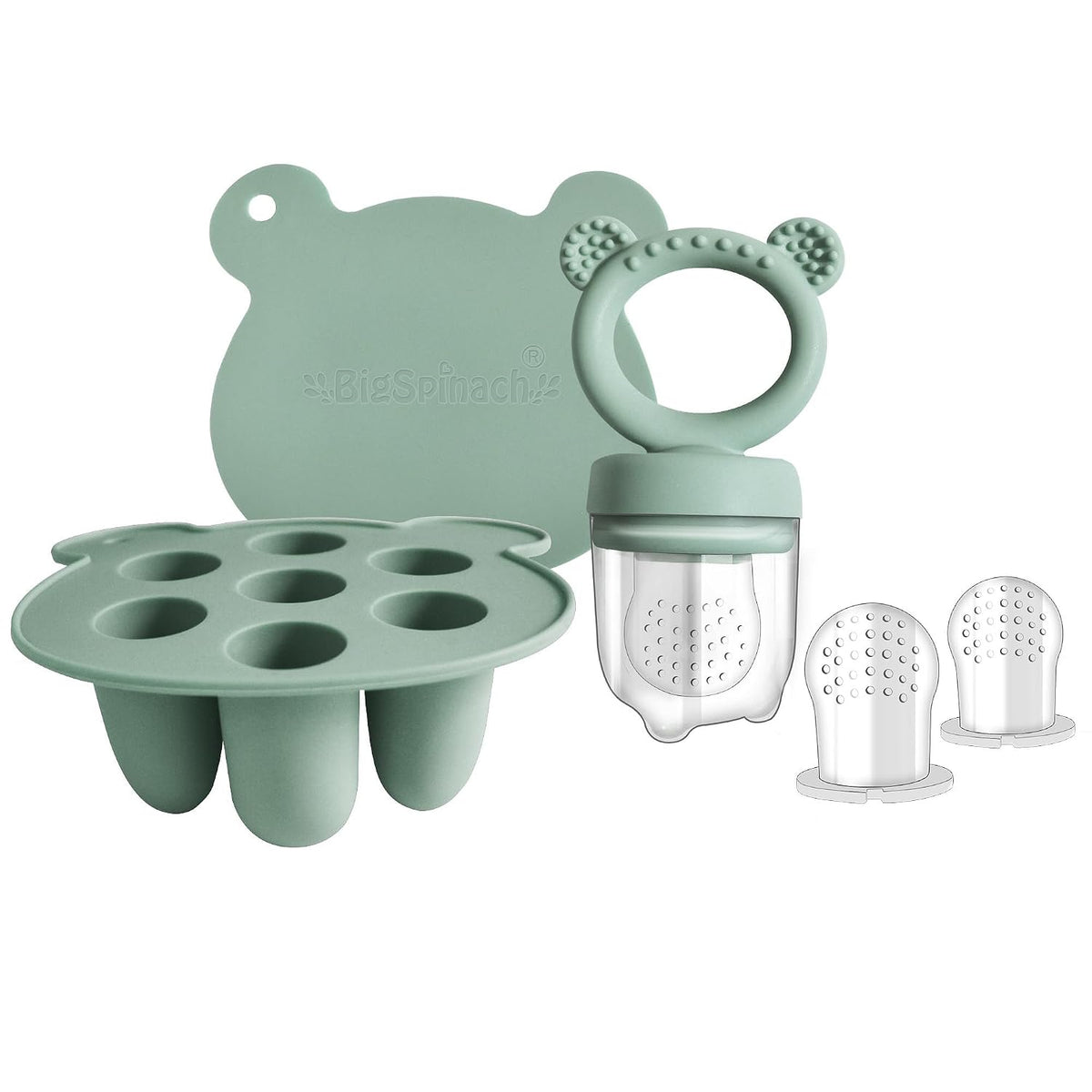 Silicone Freezer Tray Baby Fruit Feeder Food Teething Set Must-Have Pacifiers and Food Storage Containers for Babies 6 Months and Up