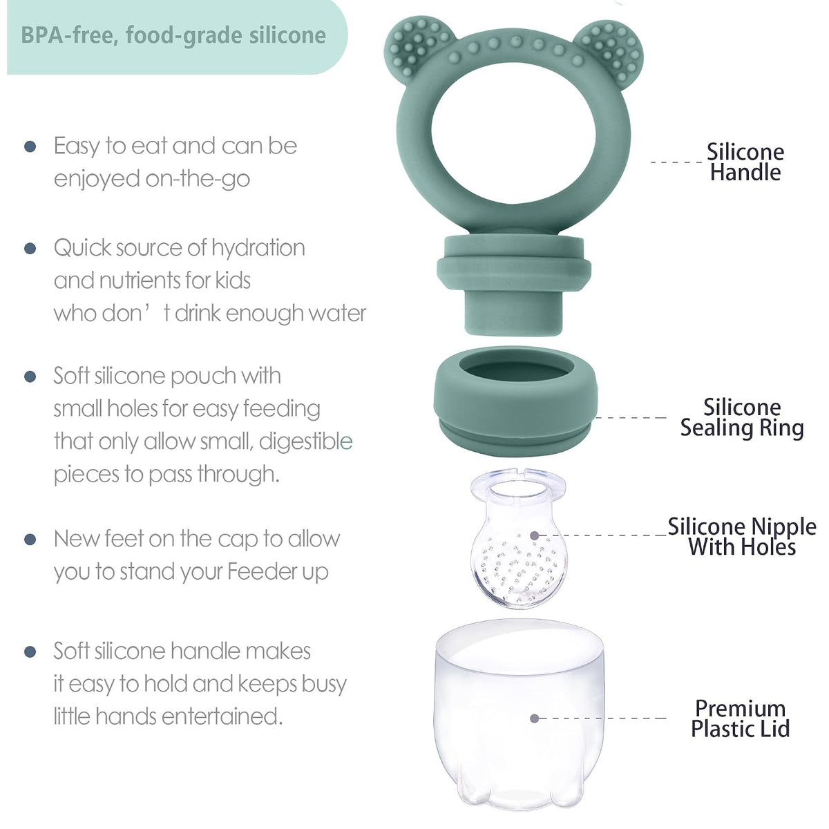 Silicone Freezer Tray Baby Fruit Feeder Food Teething Set Must-Have Pacifiers and Food Storage Containers for Babies 6 Months and Up