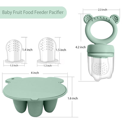 Silicone Freezer Tray Baby Fruit Feeder Food Teething Set Must-Have Pacifiers and Food Storage Containers for Babies 6 Months and Up