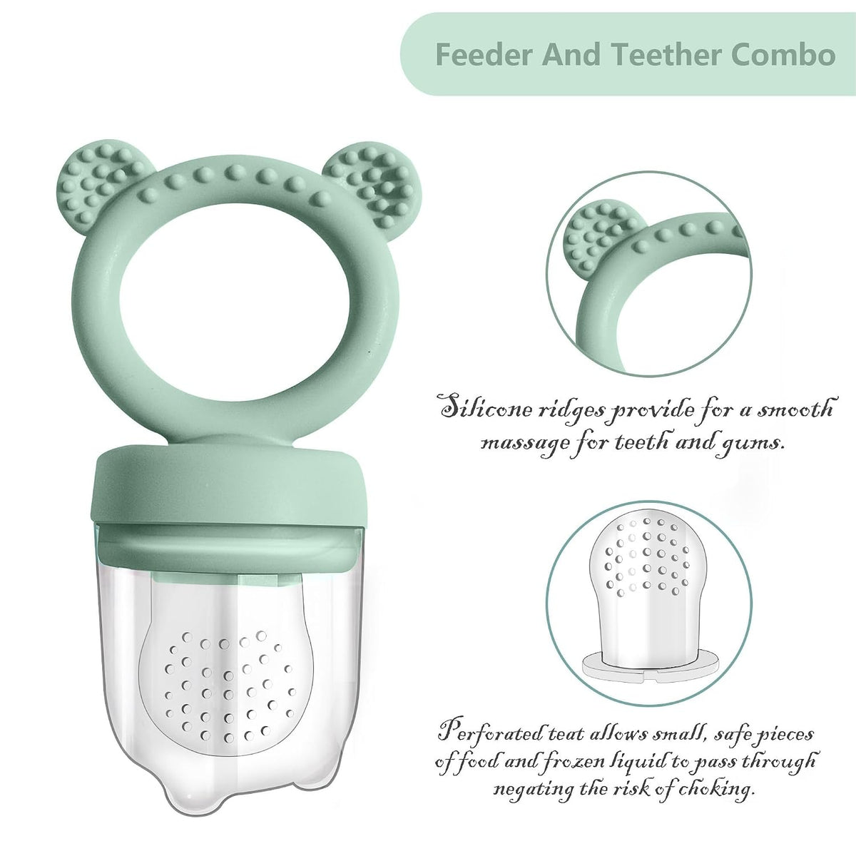 Silicone Freezer Tray Baby Fruit Feeder Food Teething Set Must-Have Pacifiers and Food Storage Containers for Babies 6 Months and Up