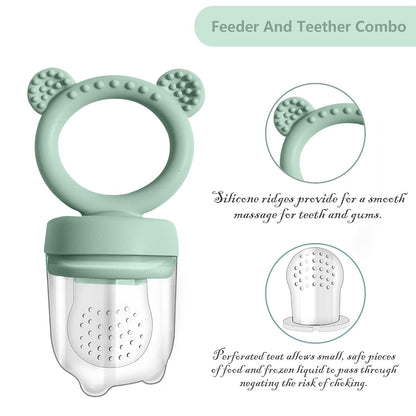 Silicone Freezer Tray Baby Fruit Feeder Food Teething Set Must-Have Pacifiers and Food Storage Containers for Babies 6 Months and Up