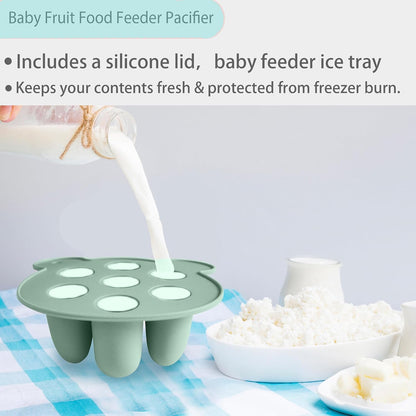 Silicone Freezer Tray Baby Fruit Feeder Food Teething Set Must-Have Pacifiers and Food Storage Containers for Babies 6 Months and Up
