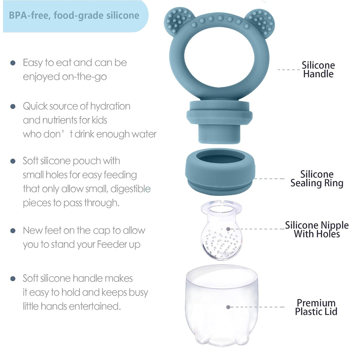 Silicone Freezer Tray Baby Fruit Feeder Food Teething Set Must-Have Pacifiers and Food Storage Containers for Babies 6 Months and Up