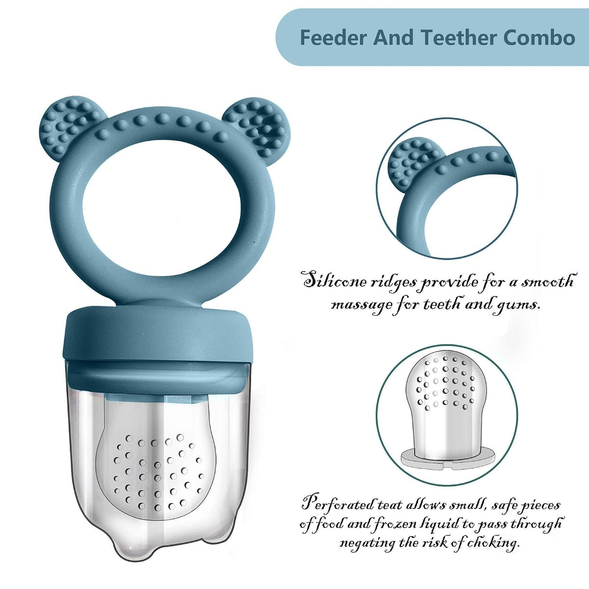 Silicone Freezer Tray Baby Fruit Feeder Food Teething Set Must-Have Pacifiers and Food Storage Containers for Babies 6 Months and Up